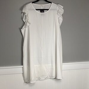 Elegant White Ruffle Sleeve Mini Dress